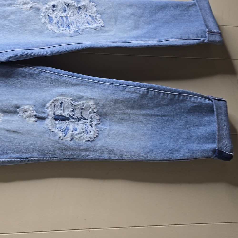 Women's Distressed Blue Weekend Crop Jeans 4/27 Vintage America - Picture 6 of 10